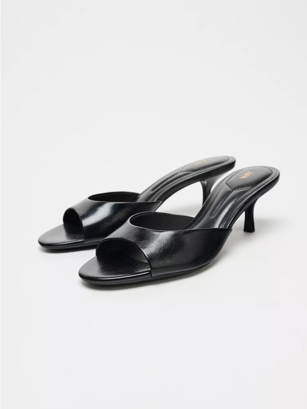 ZARA Black Mule Kitten Heel Size 8 / 39 Style no. 2361 510